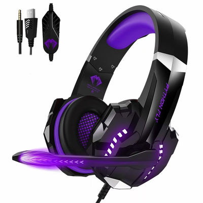 Close-up of high-quality wired gaming headset with microphone, used as headphones for immersive PC and console gaming experience